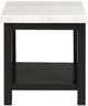 Elements International Marcello White Marble Top End Table with Black Base-1