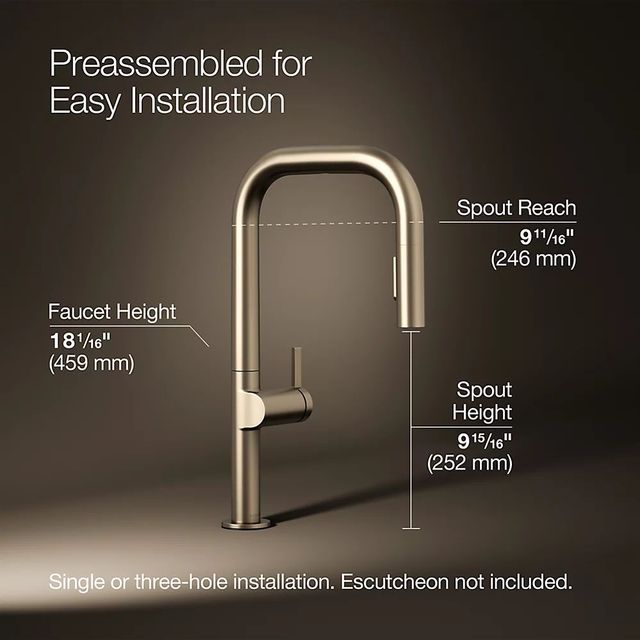 KOHLER® Components® Vibrant Brushed Bronze 18" Touchless Kitchen Sink Faucet with 2-Function Sprayhead-2