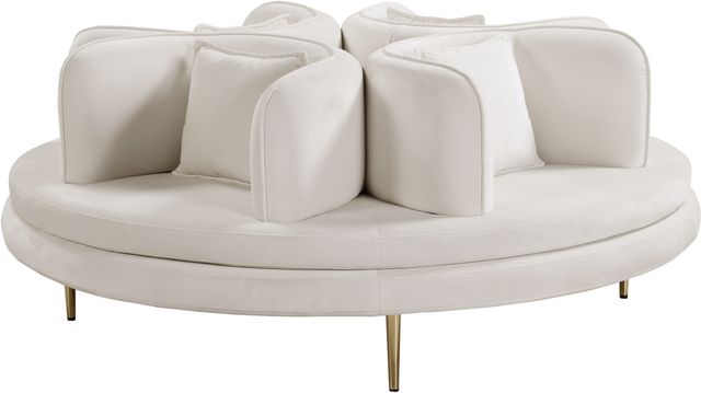 Meridian Furniture Circlet Cream Upholstered Round Sofa Settee-0