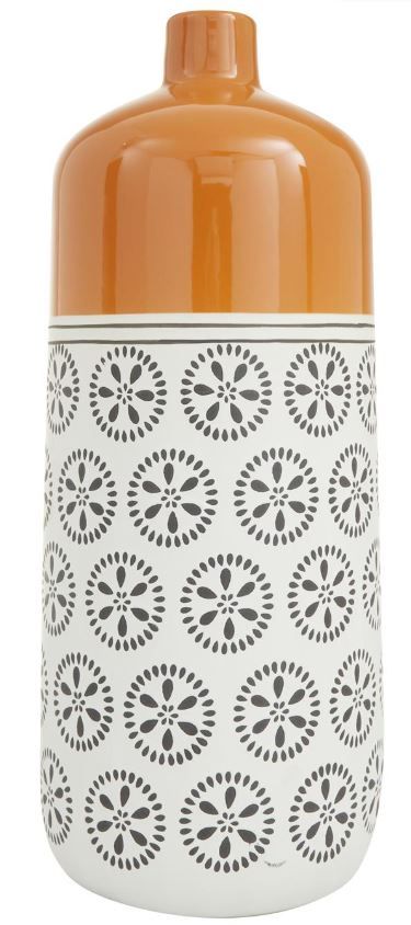 Deco Marche Orange/White Ceramic Vase-1