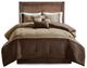 Olliix by Madison Park Boone 7 Piece Brown Queen Faux Suede Comforter Set-0