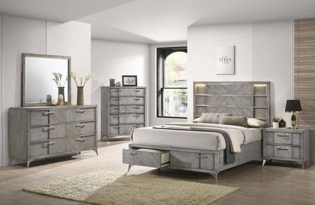 Bernards Aries Gray Queen Panel Storage Bed-1
