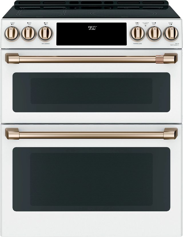 Café™ 30" Matte White Slide In Double Oven Induction Range-0