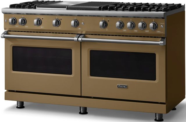 Viking® 5 Series 60" Golden Hour Pro Style Gas (LP) Range with Polished Chrome Trim-2