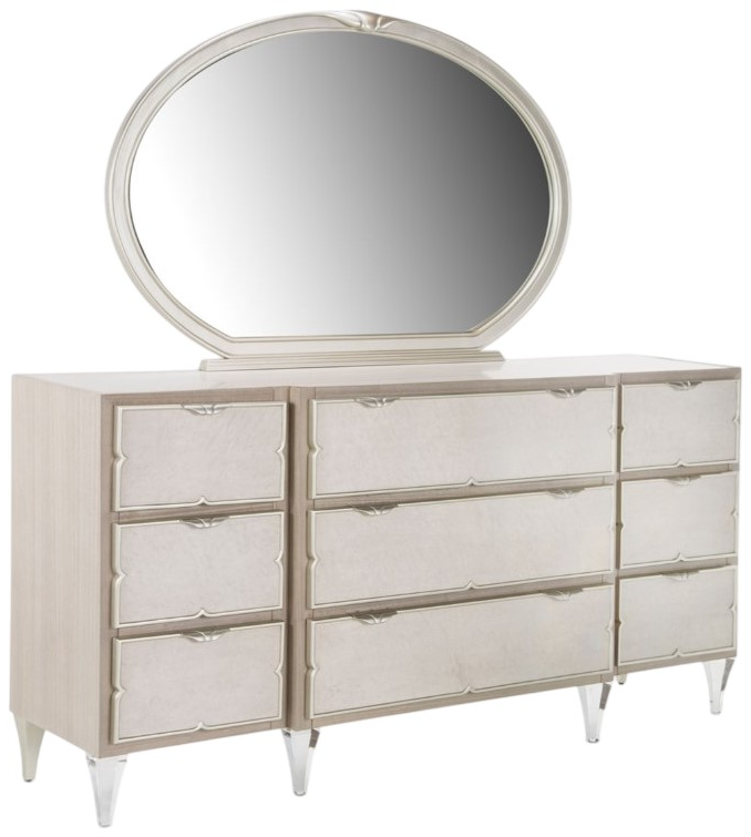 Michael Amini® Camden Court Pearl/Platinum Dresser and Mirror