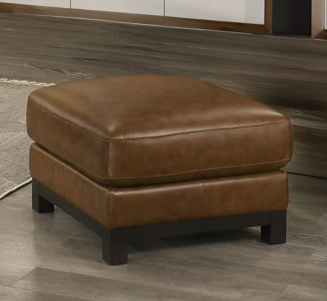 New Classic® Home Furnishings Sayer Leather Brown Ottoman-1