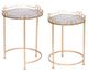 A & B Home 2-Piece  Glass Top Gold Side Table Set-0