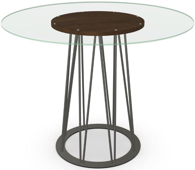 Amisco Customizable Calypso 36" Flat Edge Clear Glass Counter Height Table with 48" Tabletop -3
