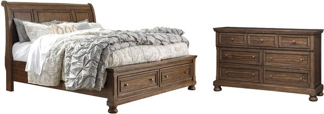 Signature Design by Ashley® Flynnter 2-Piece Medium Brown Queen Sleigh Bed Set-0