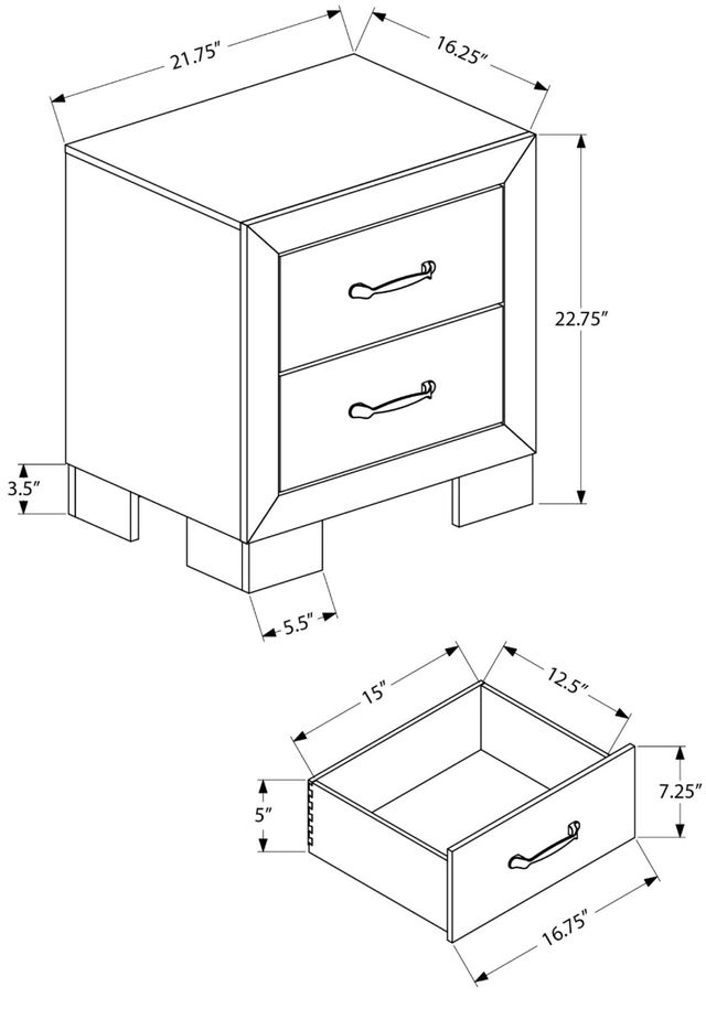Monarch Specialties Inc. Warm Medium Oak Nightstand-2
