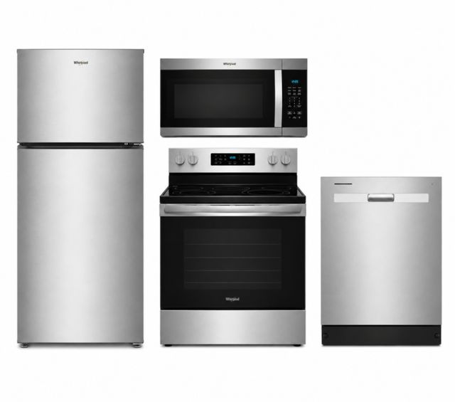 Whirlpool Top Freezer 4 Piece Package - Stainless Steel-0