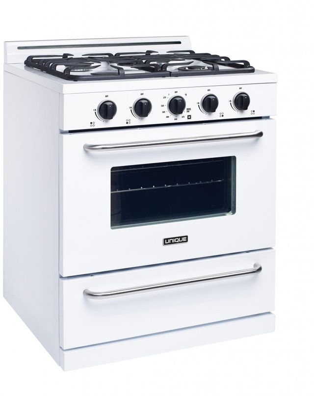 Unique® Appliances Classic 30" White Freestanding Liquid Propane Gas Range-2