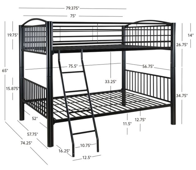 Powell® Heavy Metal Black Twin/Twin Bunk Bed-2