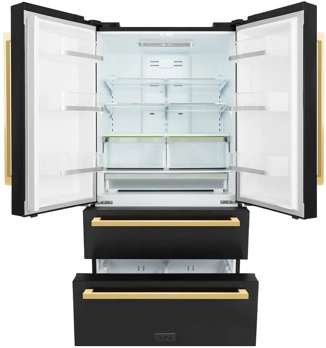 ZLINE Autograph Edition 36" 22.5 Cu. Ft. Black Stainless Steel Counter Depth Freestanding French Door Refrigerator-1