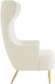 TOV Furniture Julia Cream Velvet Channel Tufted Wingback Accent Chair-4