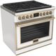 Fulgor Milano® Evoque 400 Series 36” Glossy White Pro Style Dual Fuel Range with Brushed Brass Trim-0
