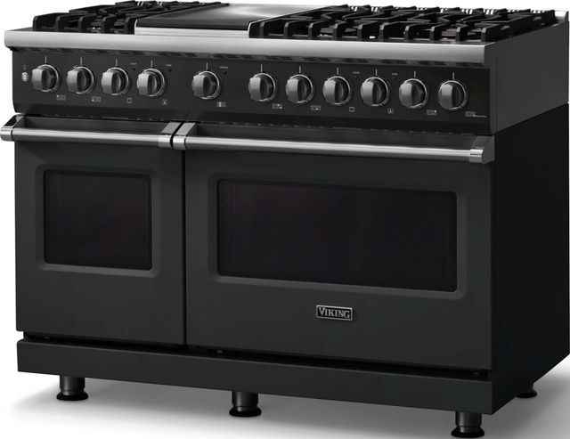 Viking® 5 Series 48" Antique Bronze Pro Style Dual Fuel (LP) Range with Polished Chrome Trim-3