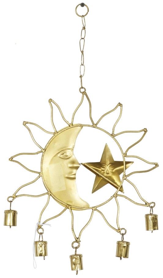 Deco Marche Multi-Colored Sun and Moon 19" Windchime-2