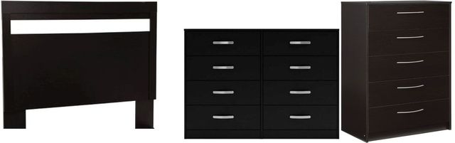 Signature Design by Ashley® Finch 3-Piece Black Queen Panel Headboard Bed Set-0
