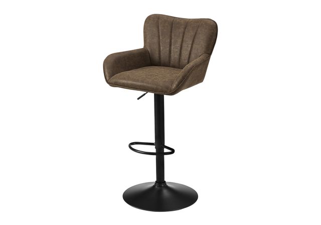 Monarch Specialties Inc. 2-Piece Black/Brown Faux Leather Adjustable Swivel Counter Stool Set-0
