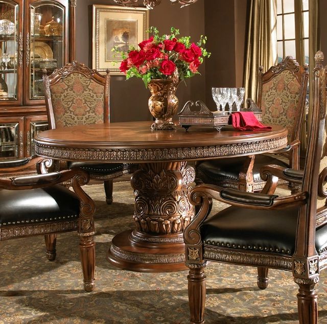 Michael Amini® Villa Valencia Classic Chestnut Round Dining Table-1