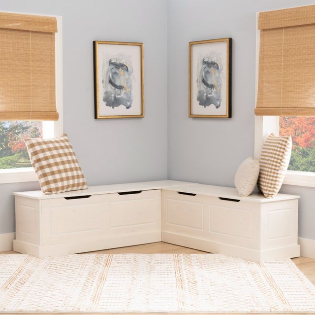 Linon Norah White Backless Breakfast Nook-1