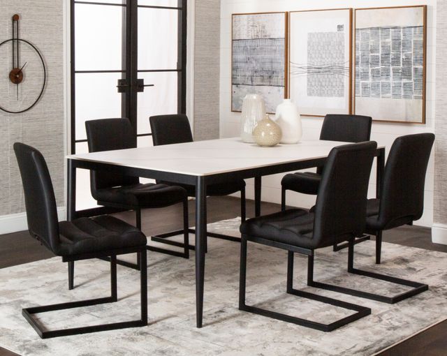 Cramco Marta White Sintered Stone Top 70" Dining Table with Matte Black Base-1