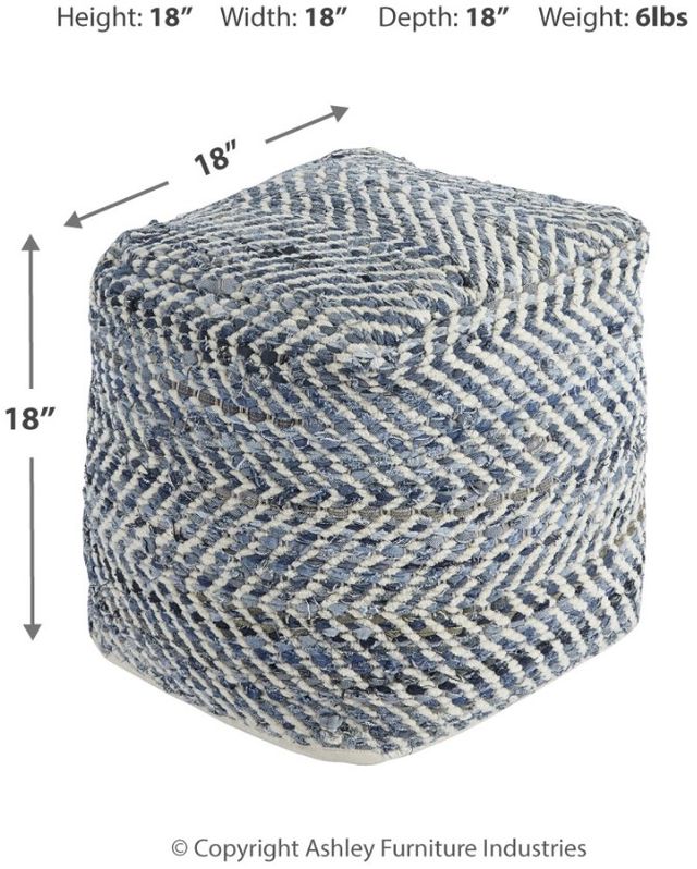 Signature Design by Ashley® Chevron Blue Pouf-1