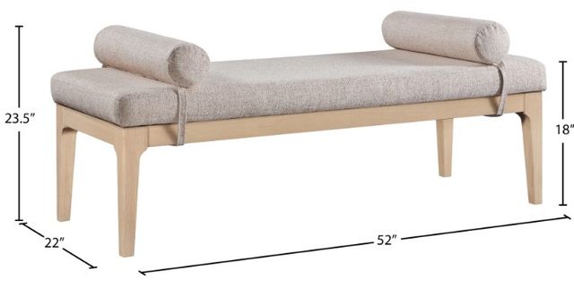 Meridian Furniture Priscilla Beige/Natural Upholstered Bench-2