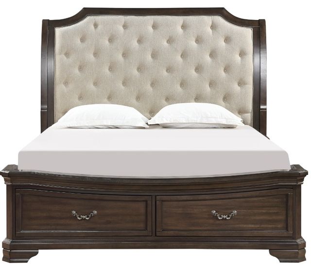 New Classic® Home Furnishings Lyndhrust Beige/Walnut Queen Storage Sleigh Bed-2