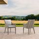 Armen Living Grenada 2-Piece Beige/Brown/Gray Aluminum/Fabric/Wicker Dining Arm Chair Set-1