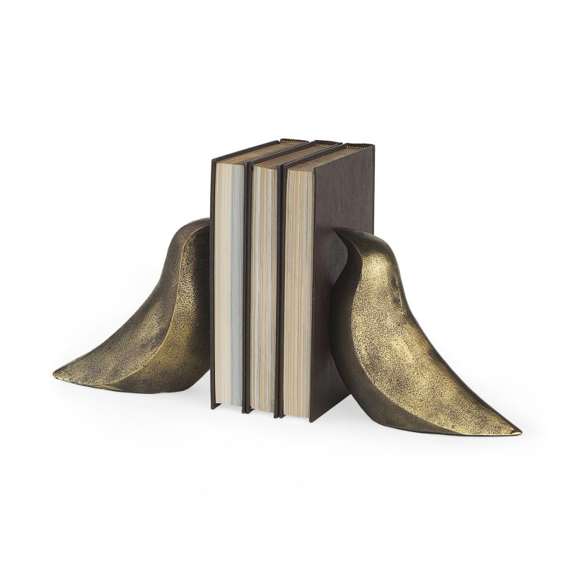 Dover Gold Aluminum Dove Bookends - Thumbnail 2