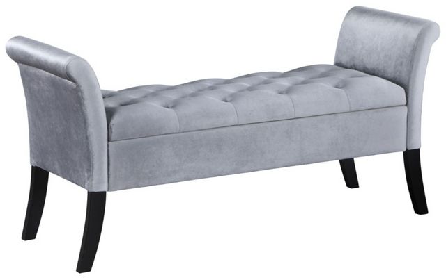 Coaster® Farrah Silver/Black Rolled Arms Storage Bench