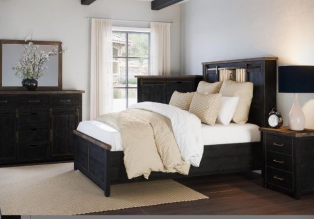 Jofran Inc. Madison County 4-Piece Vintage Black King Panel Bedroom Set-1