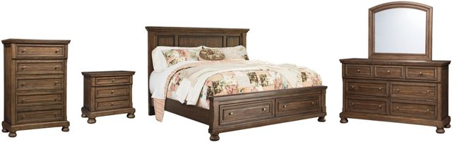 Signature Design by Ashley® Flynnter 5-Piece Medium Brown King Panel Storage Bed Set-0
