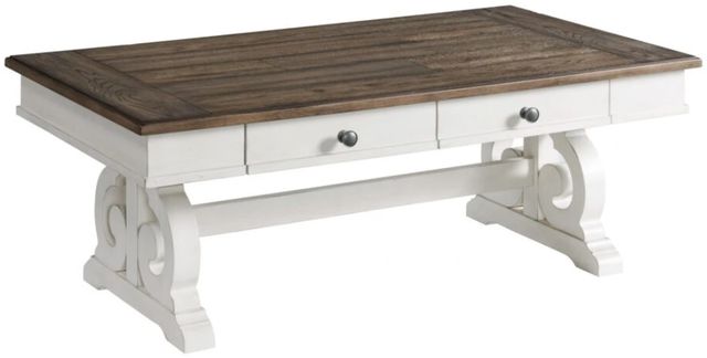 Intercon Drake French Oak 50" Coffee Table with Rustic Gray Base-0