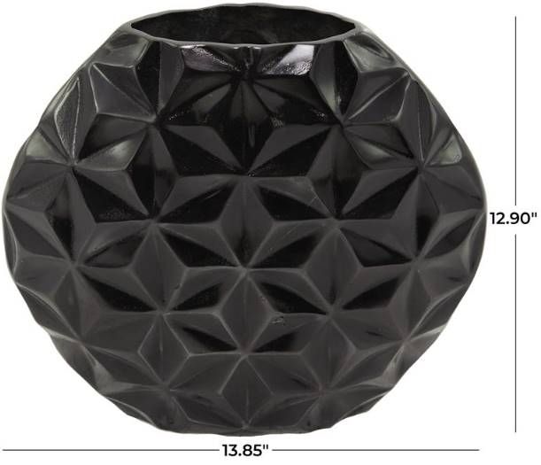 Deco Marche CosmoLiving by Cosmopolitan Black 12" Geometric Faceted Vase-3