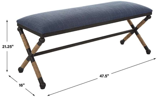 Uttermost® Firth Black/Light Brown/Navy Bench-2