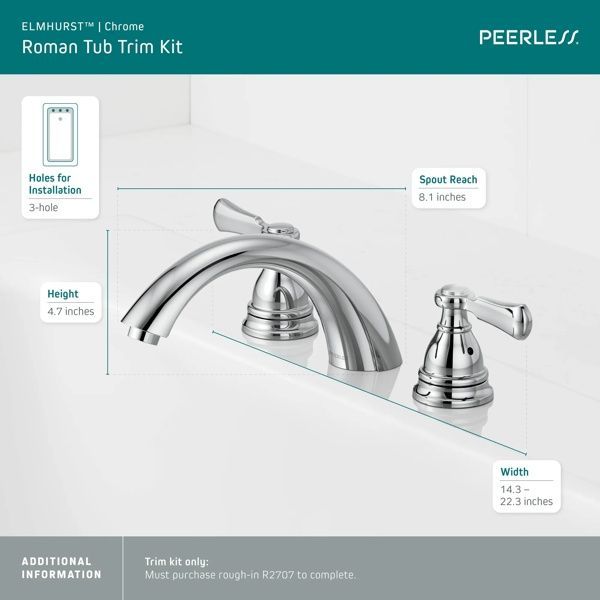 Peerless Elmhurst® Chrome Roman Tub Trim Kit-2