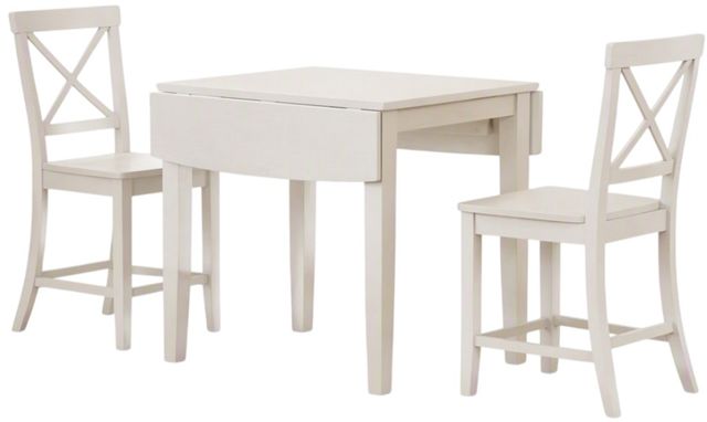 Jofran Inc. Eastern Tides 3-Piece Brushed White Counter Table Set with X Back Stools-0