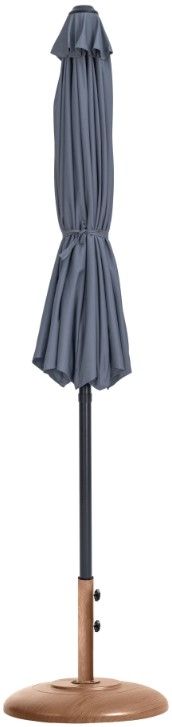 Meridian Furniture Fiji Gray/Matte Black/Teak Aluminum Outdoor Patio Umbrella and Round Base-1
