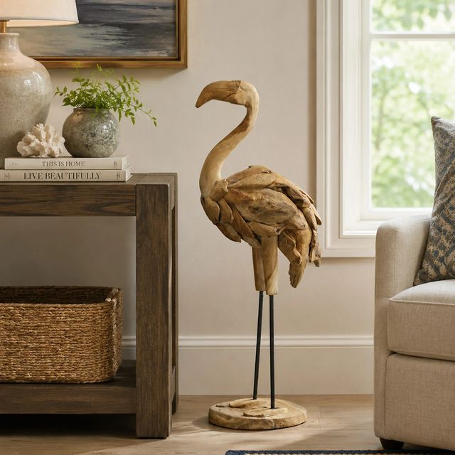 Stylecraft Teakroot Natural Large Flamingo Standing Decor-1