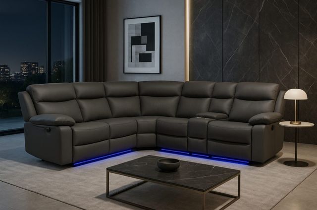  Global Furniture USA U6026 3-Piece Gray Manual Reclining Right-Arm Facing Sectional-1