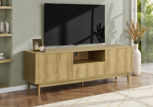 Monarch Specialties Inc. Light Walnut 72" TV Stand with Storage-1