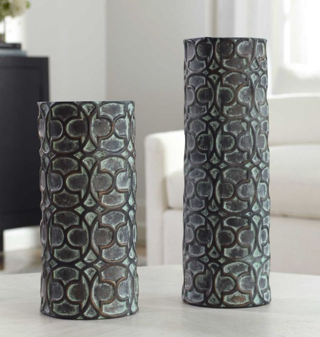 Uttermost® Baltra 2-Piece Aged Bronze Vase Set-1