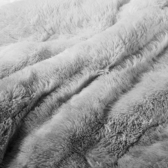 Olliix by CosmoLiving Cleo Grey King Ombre Shaggy Fur Comforter Set-1