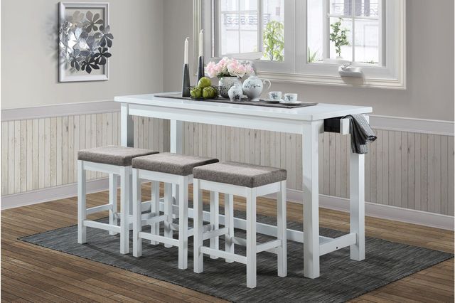 Mazin Furniture Connected 4-Piece White Counter Height Dining Set-1