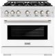 ZLINE Select 36" Satin Stainless Steel Pro Style Dual Fuel Range with White Matte Door-0