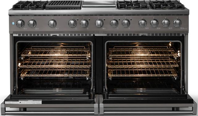 Viking® 5 Series 60" Damascus Gray Pro Style Dual Fuel (LP) Range with Polished Chrome Trim-1