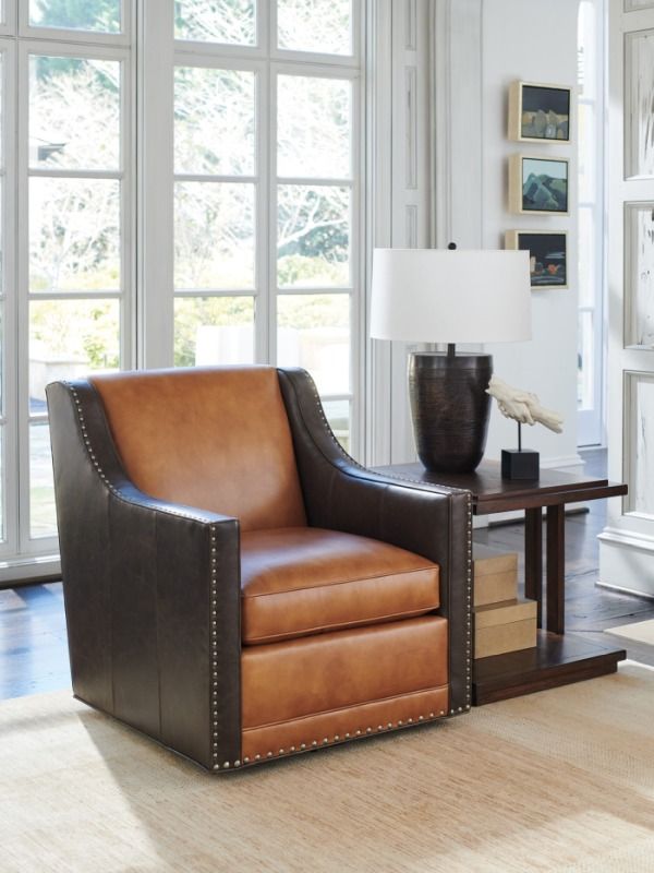 Lexington Home Customizable Silverado Hayward Leather Swivel Chair-1